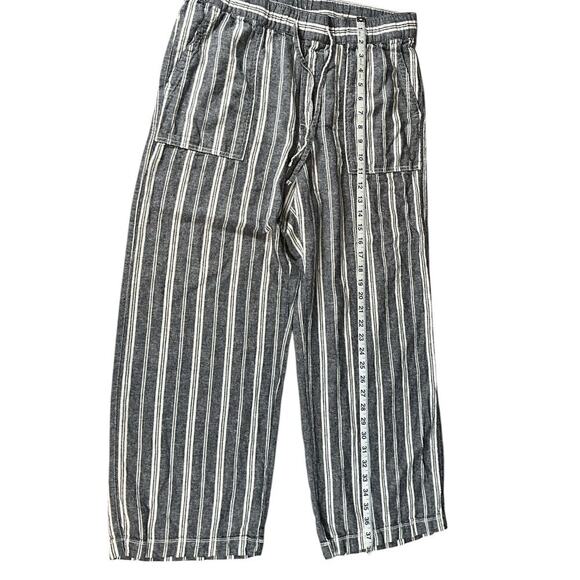 GAP Women's Crop Wide Leg Pants Blue & White Pin StripeSize Large Linen Blend - Picture 8 of 10